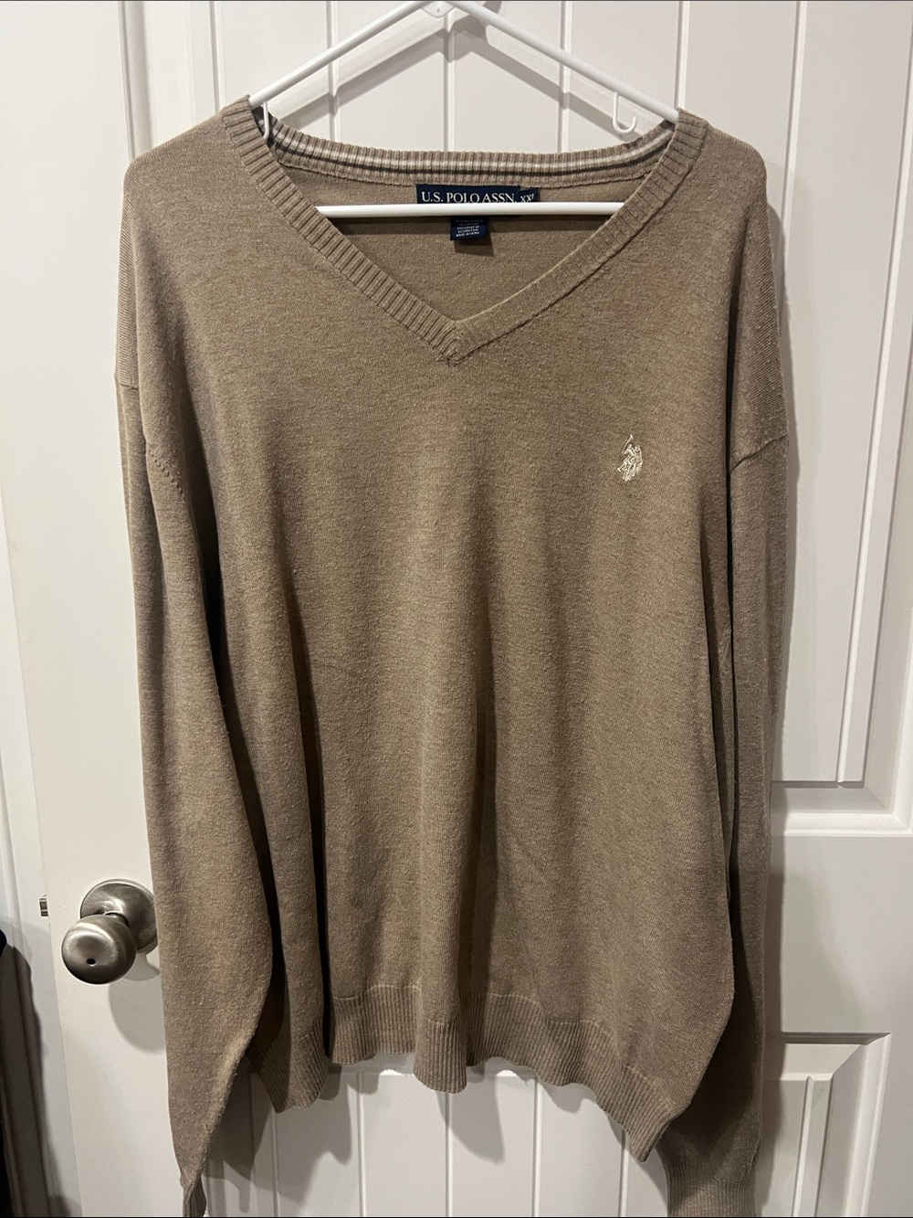 U.S. Polo Assn. Men's V-Neck Sweater - Taupe Brown